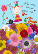 Fleurs et amis en pleine nature